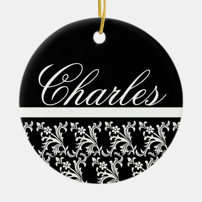 Schwarze Monogramm-Ornament Keramikornament (Vorne)