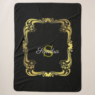 Schwarze Monogramm-Sherpa-Decke Sherpadecke