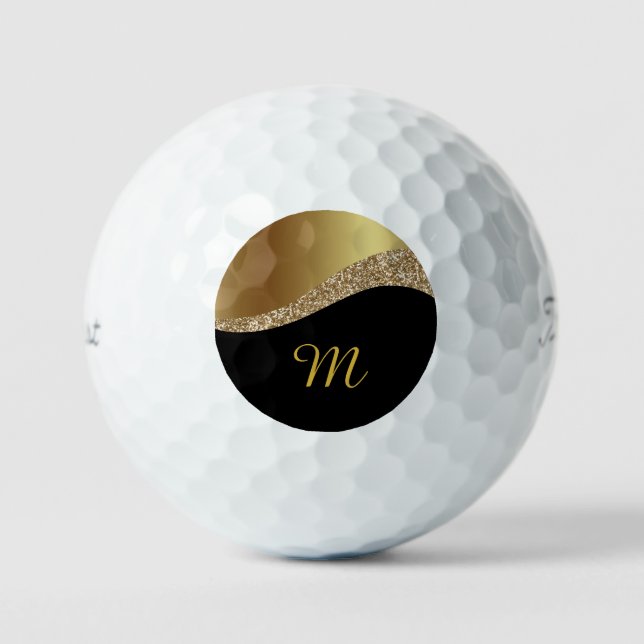 SCHWARZE MONOGRAMM WAVE GOLD BALLS GOLFBALL (Vorderseite)