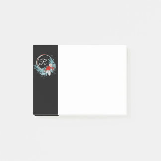 Schwarze monogrammierte Kranz-Feiertags-Post-it-No Post-it Klebezettel