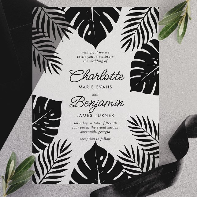 Schwarze Monstera-Tropenhochzeit (Von Creator hochgeladen)