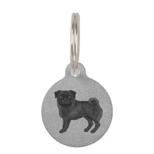 Schwarze Mops-Hund-Cartoon-Illustration Haustiermarke