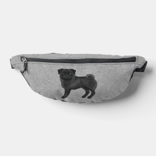 Schwarze Mops-Hund süße Cartoon-Hund-Illustration  Bauchtasche