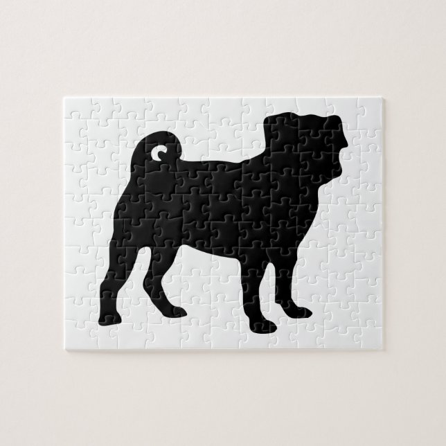 Schwarze Mops-Silhouette - einfacher vektorentwurf Puzzle (Horizontal)