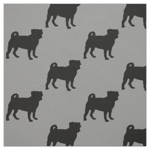 Schwarze Mops-Silhouette - einfacher vektorentwurf Stoff