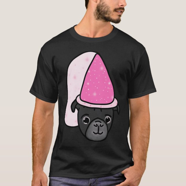 Schwarze Mopsprinzessin T-Shirt (Vorderseite)