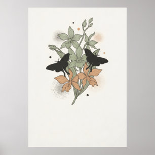 Schwarze Motten-Salbei-Terrakotta-Orchidee Botanis Poster