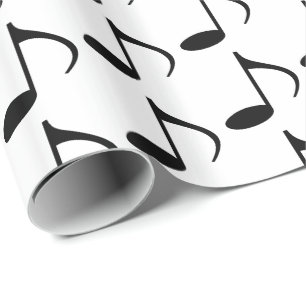 Schwarze Musik Achtelnoten auf Weiß Geschenkpapier