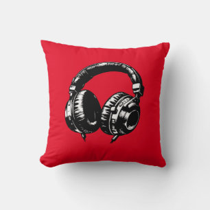 Schwarze Musik Kopfhörer DJ Kissen
