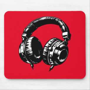 Schwarze Musik Kopfhörer DJ Mousepad