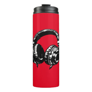 Schwarze Musik Kopfhörer DJ Thermosbecher