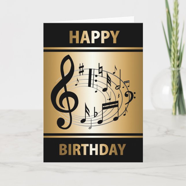 Schwarze musikalische Anmerkungen in der ovalen Karte (Vorderseite)