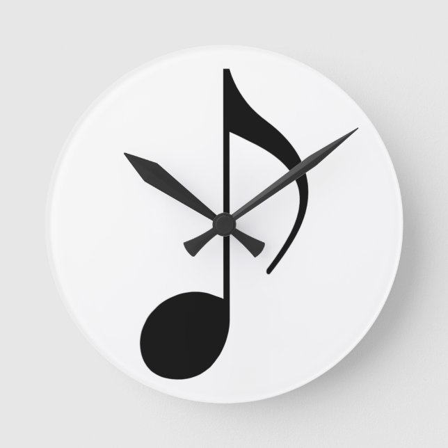 schwarze musikalische Note Runde Wanduhr (Vorderseite)