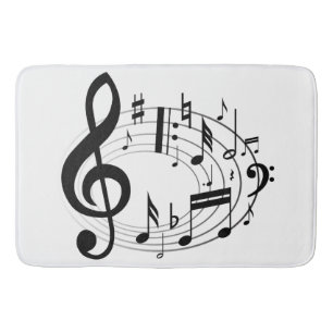 Schwarze musikalische Noten in Oval-Form Badematte