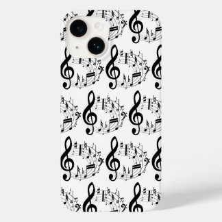 Schwarze musikalische Notizen in Oval Shape Patter Case-Mate iPhone 14 Hülle