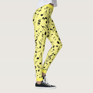 Schwarze Musiknoten auf Gelb (oder Ihr Col) Leggings