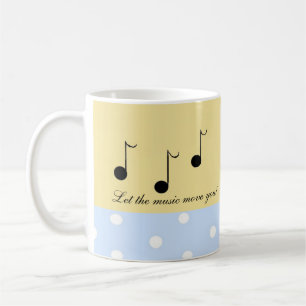 Schwarze Musiknoten mit musikalischen Sprüchen Tasse