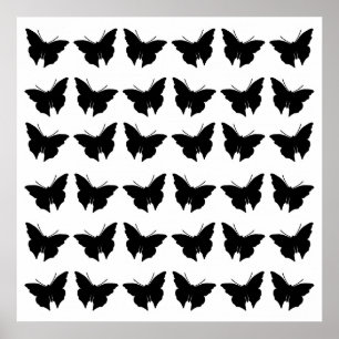 Schwarze mutige Schmetterlinge Poster