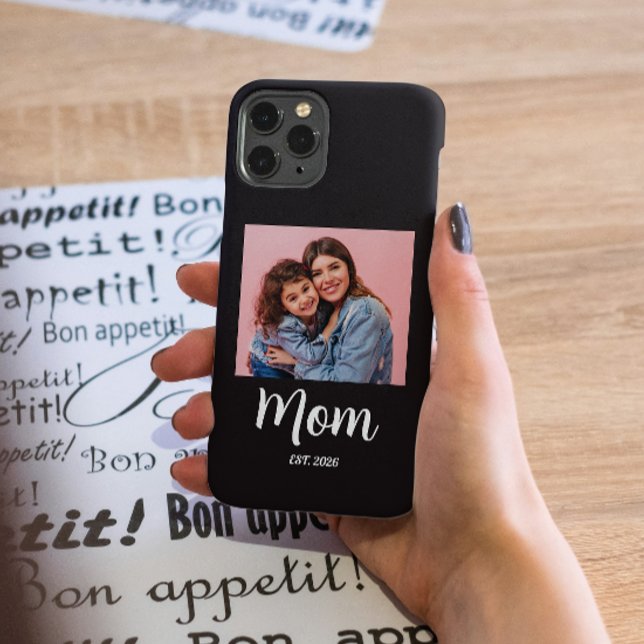 Schwarze Mutter etabliertes Skript Foto Case-Mate iPhone Hülle (new mom iphone  cases picture mom established est modern for her new mother )