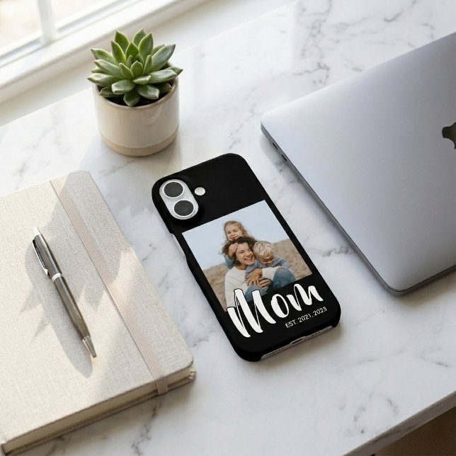 Schwarze Mutter etabliertes Skript Foto Case-Mate iPhone Hülle (Black Mom Established Script Photo Phone Case)