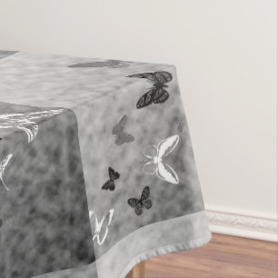 Schwarze n-Weiß-Schmetterlinge Tischdecke