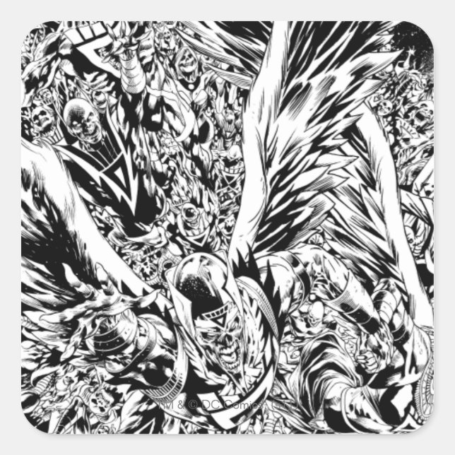 Schwarze Nacht - Schwarz und Weiß Quadratischer Aufkleber (Vorderseite)