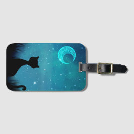 Schwarze Nachtkatze Moderne Illustration funkelt H Gepäckanhänger