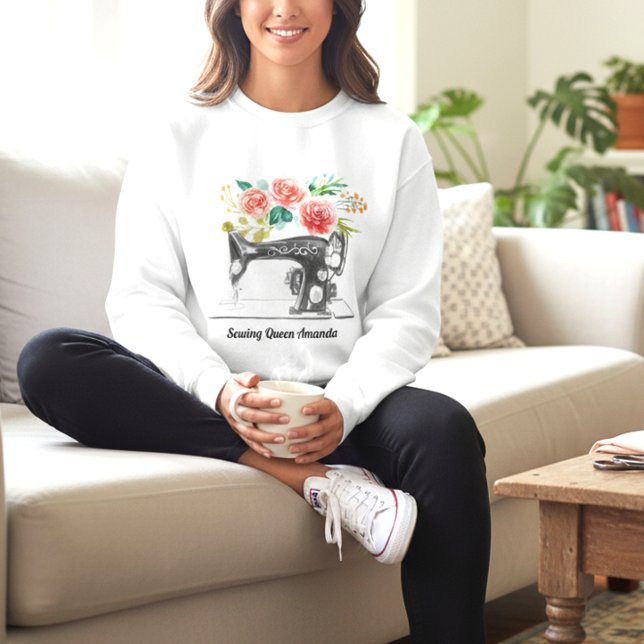 Schwarze Nähmaschine Stitching Seamstress Sweatshirt (Von Creator hochgeladen)