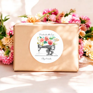 Schwarze Nähmaschine Weiße Schneide Boutique Runder Aufkleber