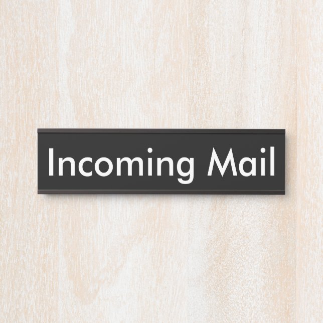 Schwarze Namensplatte für eingehende Mail Türschild (Vorderseite )