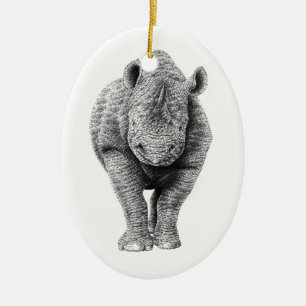 Schwarze Nashorn-Verzierung Keramik Ornament