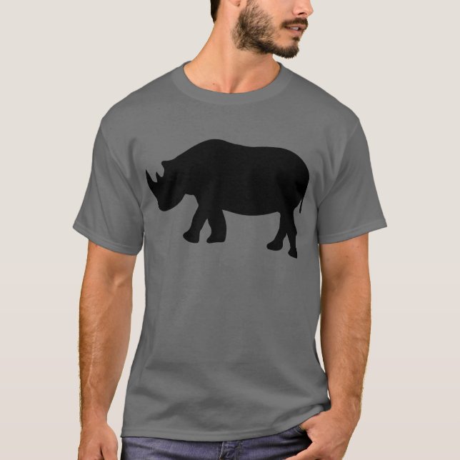 schwarze Nashornnashornillustration T-Shirt (Vorderseite)