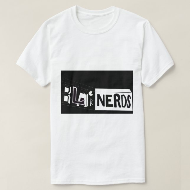 Schwarze Nerd-grundlegender Boxy Logo-Klassiker T-Shirt (Design vorne)