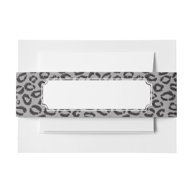 Schwarze Nettospitze mit Leopardmuster auf Weiß Einladungsbanderole (Vorderseite Beispiel)