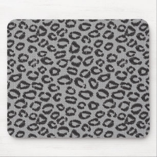 Schwarze Nettospitze mit Leopardmuster auf Weiß Mousepad