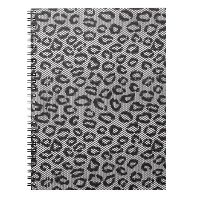 Schwarze Nettospitze mit Leopardmuster auf Weiß Notizblock (Vorderseite)