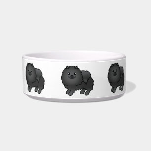 Schwarze Niedliche Cartoon Spitz Hunde Napf