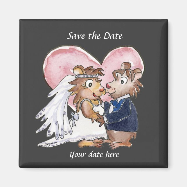 Schwarze Niedliche Hochzeit Speichern Sie die Datu Magnet (Vorne)