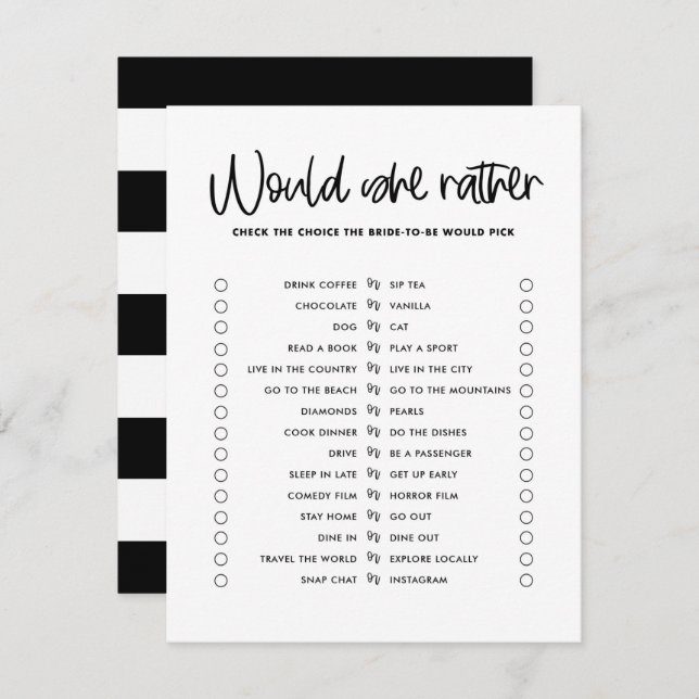 Schwarze Niedliche Kalligraphie würde sie eher spi Einladung (Vorne/Hinten)