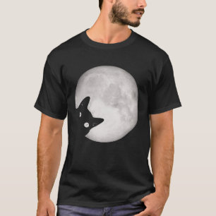 Schwarze Niedliche Katze auf dem Mond Full Funny H T-Shirt