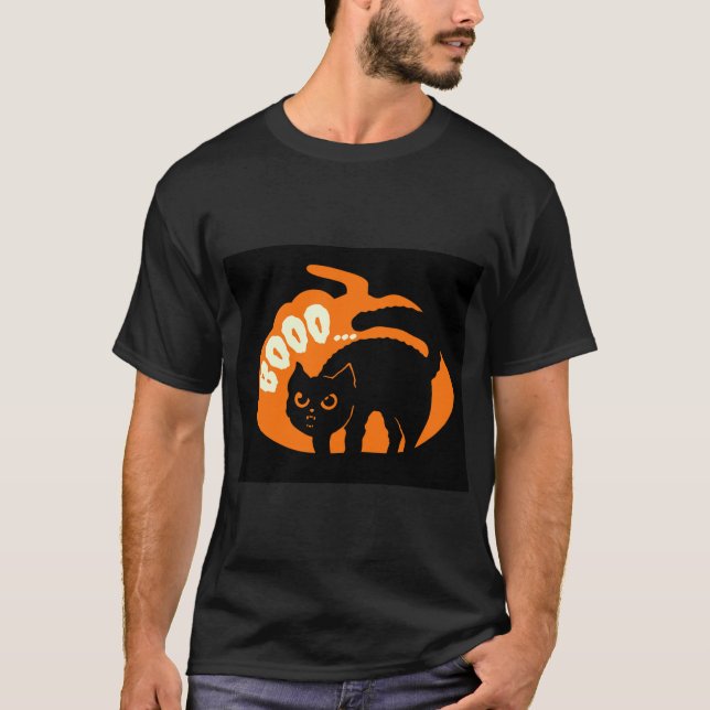 Schwarze Niedliche Katze | Boo | Schöne T-Shirt (Vorderseite)