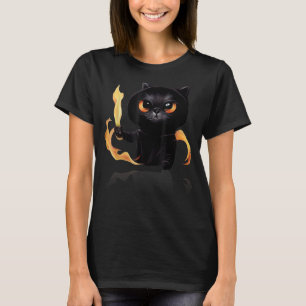 Schwarze Niedliche Katzencreme mit Power des Feuer T-Shirt