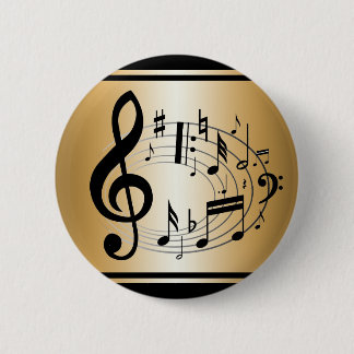 Schwarze Noten in ovaler Form auf Gold Button