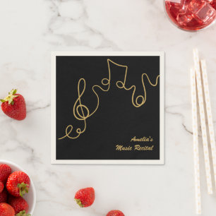 Schwarze Noten Violinschlüssel Musik-Event Serviette