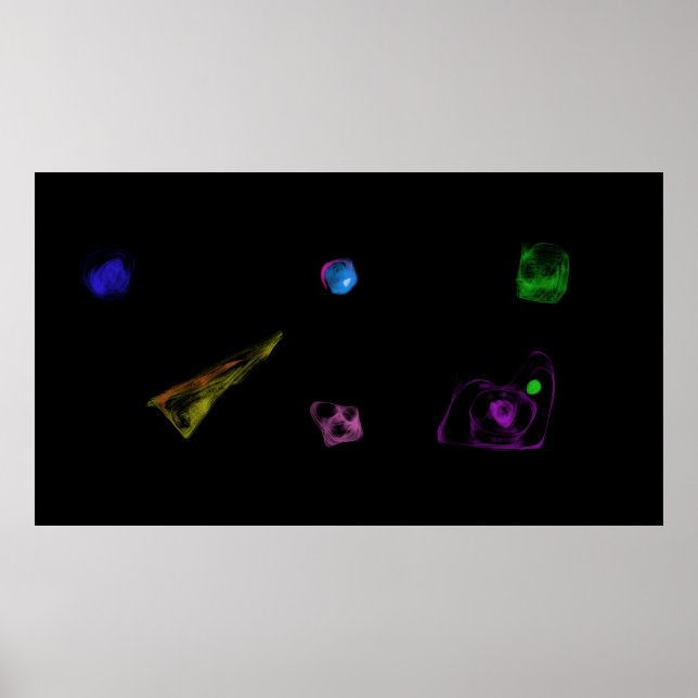 Schwarze Objekte Minimalistische Malerei Poster (Vorne)