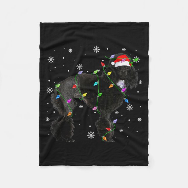 Schwarze Odle-Hunde-Weihnachtslichter Lustiger Wei Fleecedecke (Vorderseite)