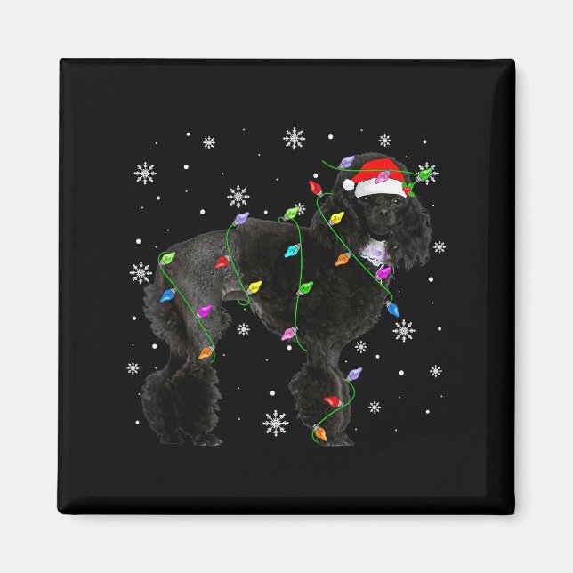 Schwarze Odle-Hunde-Weihnachtslichter Lustiger Wei Magnet (Vorne)