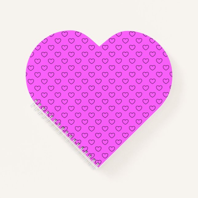 Schwarze Ohrhöre in rosa Herzform Notizbuch (Vorderseite)