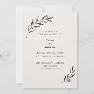 Schwarze Oliven-Botanik-Hochzeitseinladung Einladung