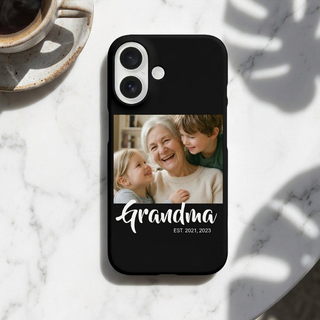 Schwarze Oma Established Schrift Foto Case-Mate iPhone Hülle (Grandma Established Script Photo Phone Case)